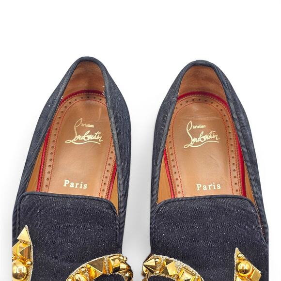 Christian Louboutin Love Met Men\'s Lurex Loafers Black Embellished EU 43 US 10 main image 9